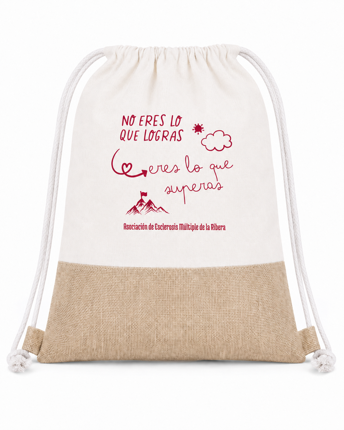 Mochila solidaria ecológica de yute AEM La Ribera
